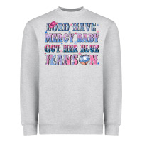 Heather Grey lord have mercy baby got her blue jeans on Heavyweight Sweatshirt - NancyCooperArtShop