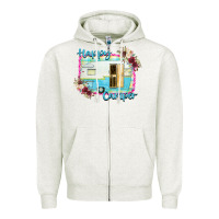 Oatmeal Heather Happy Camper Zipper Hoodie - Bettercallsaul