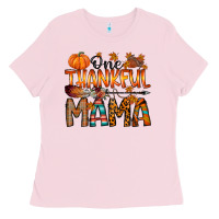 Bubblegum Pink one thankful mama Ladies Tee - RacoonDesign