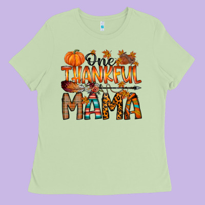 One Thankful Mama Ladies Tee Designed By Racoondesign