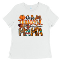 White one thankful mama Ladies Tee - RacoonDesign