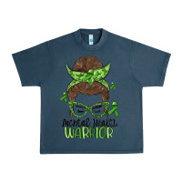 Midnight Navy messy bun mental health warrior Urban Heavy Tee - MaliasSmallBusiness
