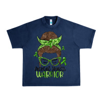 Navy messy bun mental health warrior Urban Heavy Tee - MaliasSmallBusiness
