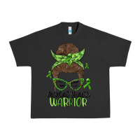 Pigment Black messy bun mental health warrior Urban Heavy Tee - MaliasSmallBusiness