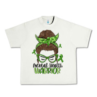 Pistachio messy bun mental health warrior Urban Heavy Tee - MaliasSmallBusiness