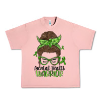 Salmon messy bun mental health warrior Urban Heavy Tee - MaliasSmallBusiness