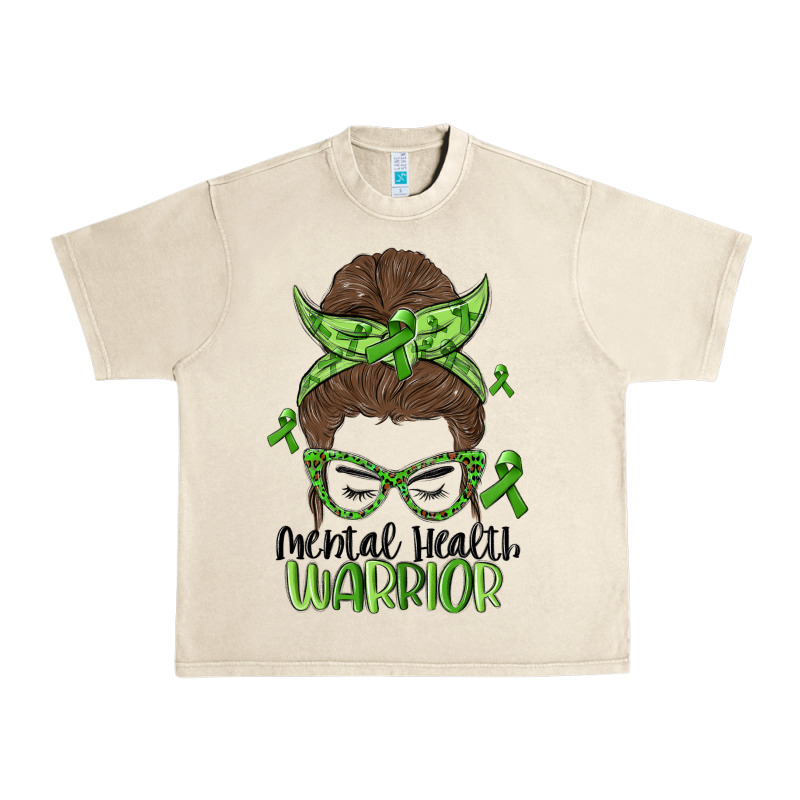 Messy Bun Mental Health Warrior Urban Heavy Tee by MaliasSmallBusiness | Teevron