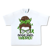 White messy bun mental health warrior Urban Heavy Tee - MaliasSmallBusiness