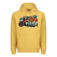 Antique Gold Badass Mama motorcycle Premium Hoodie - HowdyJamesFarm