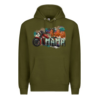 Army Green Badass Mama motorcycle Premium Hoodie - HowdyJamesFarm