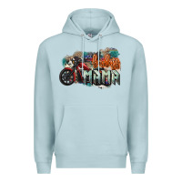 Blue Mist Badass Mama motorcycle Premium Hoodie - HowdyJamesFarm