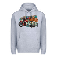 Heather Grey Badass Mama motorcycle Premium Hoodie - HowdyJamesFarm