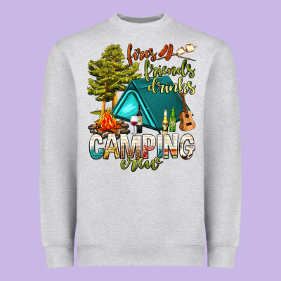Fires Friends Drinks Camping Crew Heavyweight Sweatshirt Designed By Nancycooperartshop