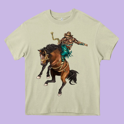 Western Horse Rodeo Heavy Core Tee Designed By Barkaloodesign
