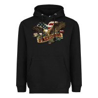 Black Freedom America Eagle 4th of july Heavyweight Hoodie - HowdyJamesFarm