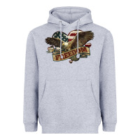 Heather Grey Freedom America Eagle 4th of july Heavyweight Hoodie - HowdyJamesFarm