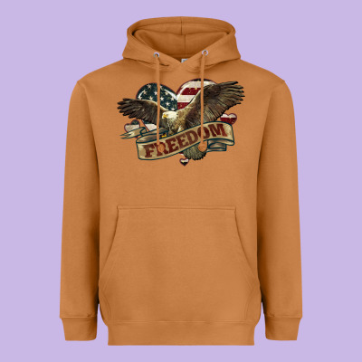 Freedom America Eagle 4th Of July Heavyweight Hoodie Designed By Howdyjamesfarm