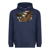 Navy Freedom America Eagle 4th of july Heavyweight Hoodie - HowdyJamesFarm