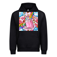 Black unicorn coffe cup and star with rainbow seamless pattern bbs Urban Hoodie - BundleAndBundleShop