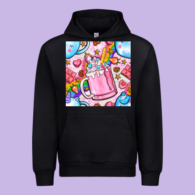Unicorn Coffe Cup And Star With Rainbow Seamless Pattern Bbs Urban Hoodie Designed By Bundleandbundleshop