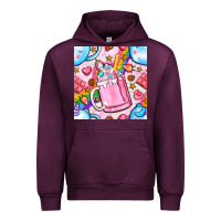 Mauve Wine unicorn coffe cup and star with rainbow seamless pattern bbs Urban Hoodie - BundleAndBundleShop