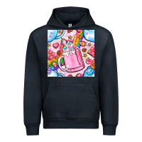 Navy unicorn coffe cup and star with rainbow seamless pattern bbs Urban Hoodie - BundleAndBundleShop