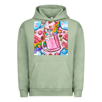 Pigment Oil Green unicorn coffe cup and star with rainbow seamless pattern bbs Urban Hoodie - BundleAndBundleShop
