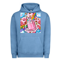 Pigment Pebble Blue unicorn coffe cup and star with rainbow seamless pattern bbs Urban Hoodie - BundleAndBundleShop