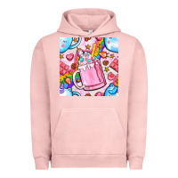 Pigment Salmon unicorn coffe cup and star with rainbow seamless pattern bbs Urban Hoodie - BundleAndBundleShop