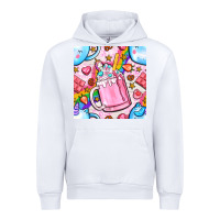 White unicorn coffe cup and star with rainbow seamless pattern bbs Urban Hoodie - BundleAndBundleShop