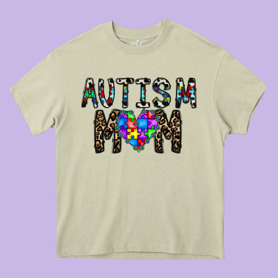 Autism Mom Heavy Core Tee Designed By Cowhidedigitalart