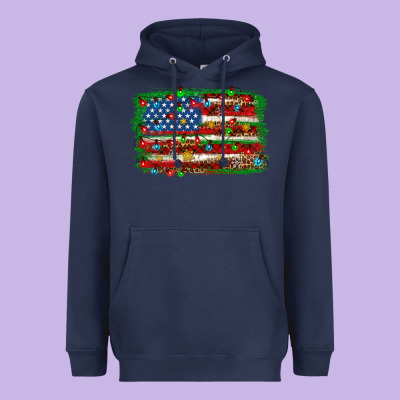 Christmas American Flag 4th Of July Heavyweight Hoodie Designed By Howdyjamesfarm