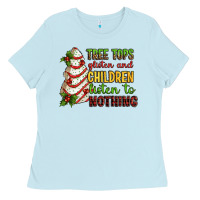 Baby Blue Tree tops glisten and children listen to nothing Ladies Tee - RanaPortraitStore