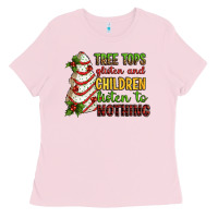Bubblegum Pink Tree tops glisten and children listen to nothing Ladies Tee - RanaPortraitStore