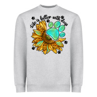 Heather Grey life is better with dogs Heavyweight Sweatshirt - NancyCooperArtShop