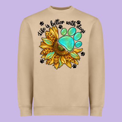 Life Is Better With Dogs Heavyweight Sweatshirt Designed By Nancycooperartshop