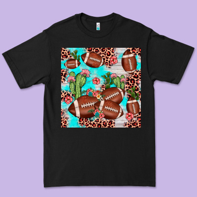 Football Leopard Cactus Seamless Pattern Premium Tee Designed By Jahusdesignshop