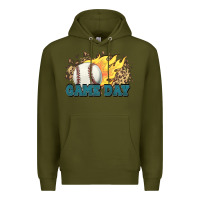 Army Green game day baseball leopard flames fireball Premium Hoodie - HowdyJamesFarm