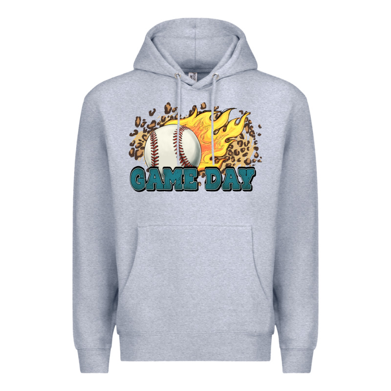 Game Day Baseball Leopard Flames Fireball Premium Hoodie by HowdyJamesFarm | Teevron