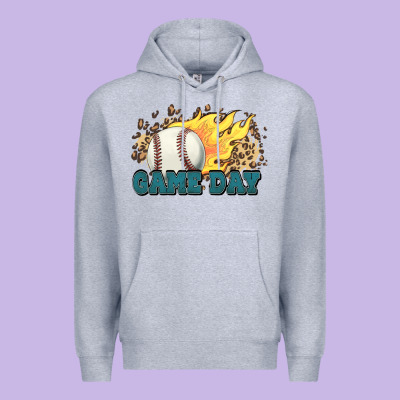 Game Day Baseball Leopard Flames Fireball Premium Hoodie Designed By Howdyjamesfarm