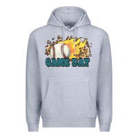 Heather Grey game day baseball leopard flames fireball Premium Hoodie - HowdyJamesFarm