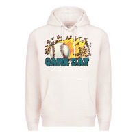 Pale Pink game day baseball leopard flames fireball Premium Hoodie - HowdyJamesFarm