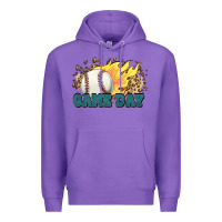 Purple game day baseball leopard flames fireball Premium Hoodie - HowdyJamesFarm