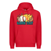 Red game day baseball leopard flames fireball Premium Hoodie - HowdyJamesFarm