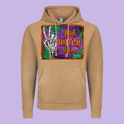Bad Witch Vibes Vintage Hoodie Designed By Jasminsmagicworld