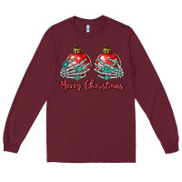 Burgundy merry christmas Long Sleeve Tee - MaliasSmallBusiness