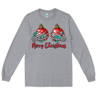 Heather Grey merry christmas Long Sleeve Tee - MaliasSmallBusiness