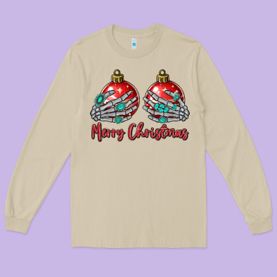 Merry Christmas Long Sleeve Tee Designed By Maliassmallbusiness