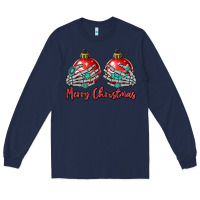 Navy merry christmas Long Sleeve Tee - MaliasSmallBusiness