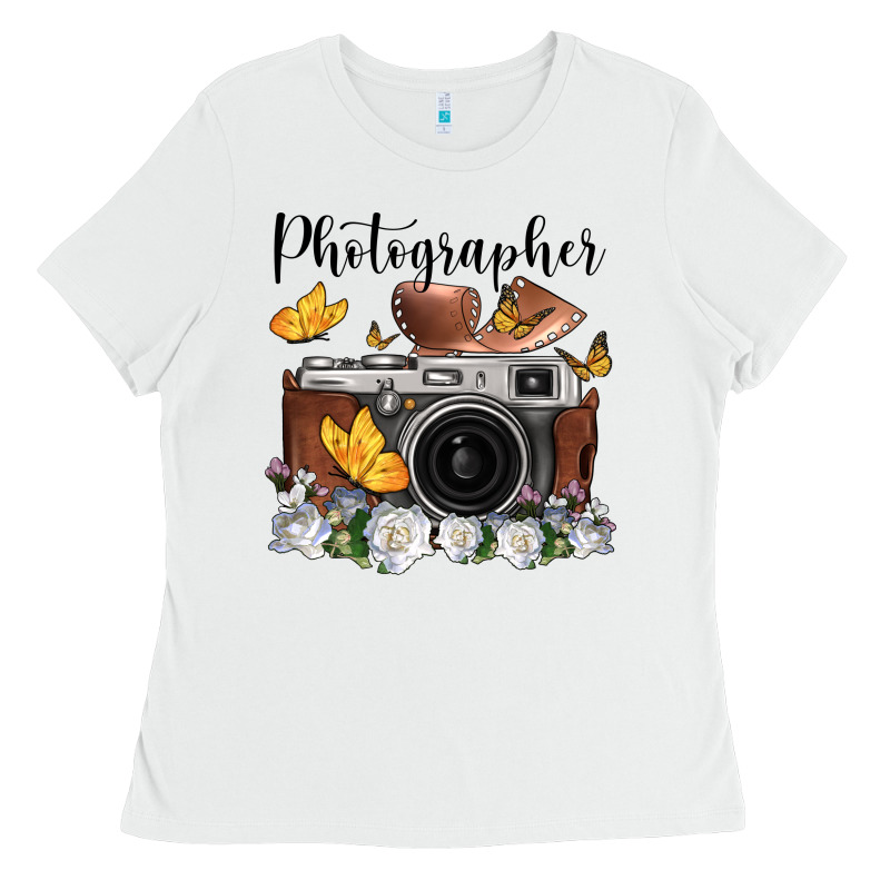 Photographer Floral Butterfly Film Roll Vintage Camera Ladies Tee by FaDigitalArtStudio | Teevron